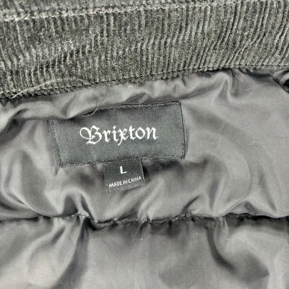 Brixton Mens Quilted Shirt Jacket Corduroy Collar Snap Front Black Large